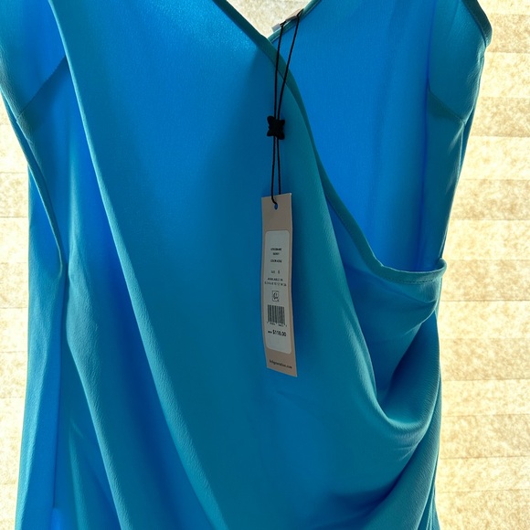 BCBGeneration Blue Asymmetrical Ruched Midi Dress - Picture 5 of 6